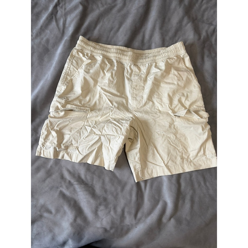 Original Use Mens Cargo Shorts Tan Khaki Elastic Waist Drawstring Size Medium